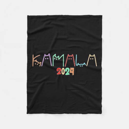カマラハリスキャットレタリングおもしろいキャットレディースフォーK フリースブランケット (正面)
