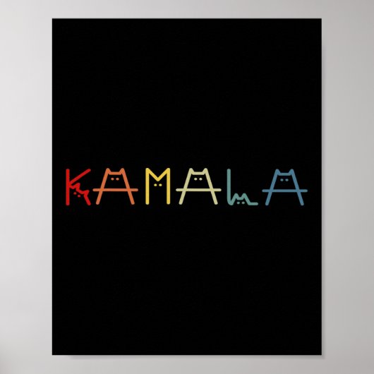 カマラハリスキャットヴィンテージ前向きレタリングおもしろい ポスター (正面)