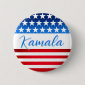 カマラハリスキャンペーンスワッグ米国国旗のエレガント脚本 缶バッジ (正面)