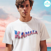カマラハリスキュートアメリカン国旗のバルーンアルファベット Tシャツ