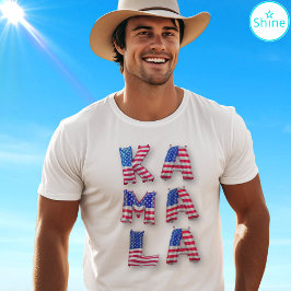 カマラハリスサポーターUSA国旗のバルーンアルファベット Tシャツ