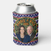 カマラハリスティム・ウォルズ大統領副写真迷彩柄 缶クーラー (缶裏面)