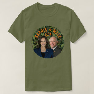 カマラハリスティム・ウォルズ大統領副写真迷彩柄 Tシャツ