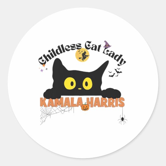 カマラハリスハロウィーンチルドレスキャットレディーエレクトロ ラウンドシール (正面)