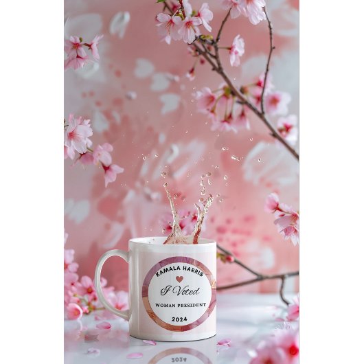 カマラハリスマグ。白と淡いピンク色。 コーヒーマグカップ