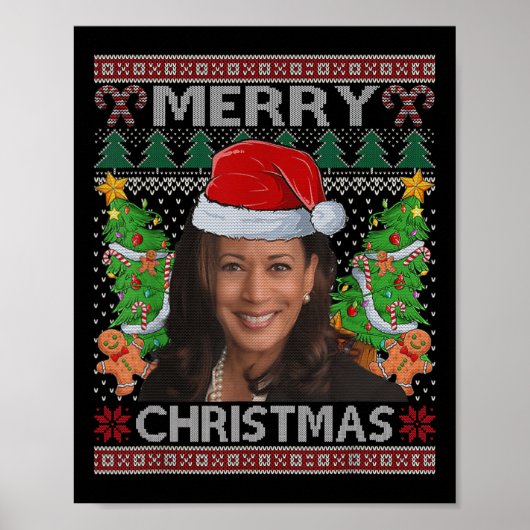 カマラハリスメリークリスマス女性の醜いクリスマス ポスター (正面)