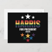 カマラハリスレインボーゲイプライドLGBT選挙2024 ポストカード (正面/裏面)