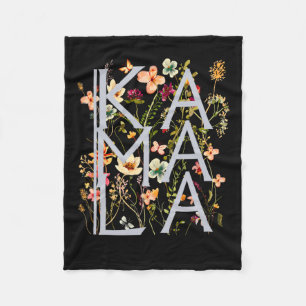 カマラハリスヴィンテージフローラフェミニンファースト女性 フリースブランケット