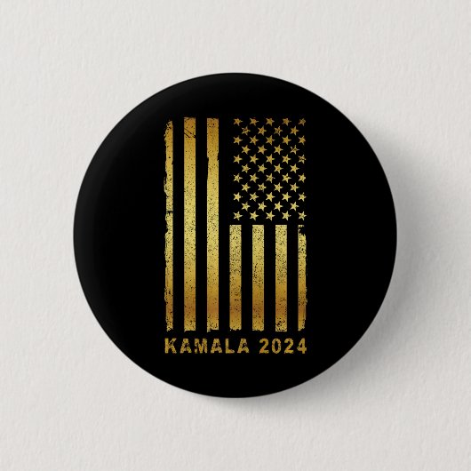 カマラハリス大統領選挙キャンペーン2024レトロヴィンタグ 缶バッジ (正面)