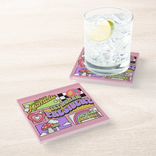 カマラハリス女性大統領就任式 ガラスコースター (アングル)