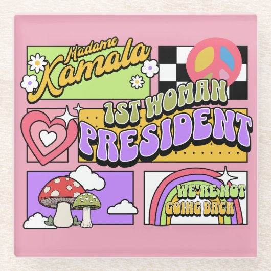 カマラハリス女性大統領就任式 ガラスコースター (正面)