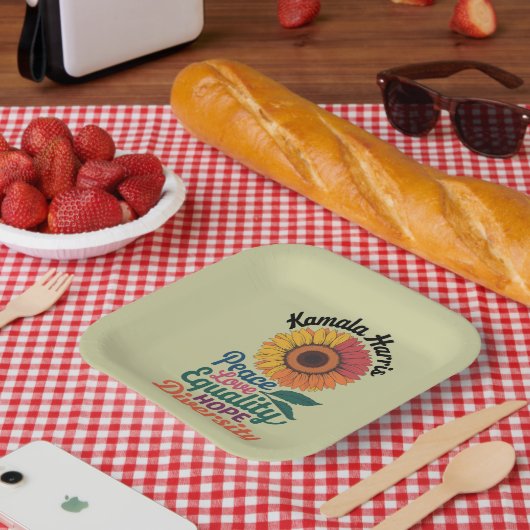 カマラハリス平和愛の平等の希望の多様性 ペーパープレート (ピクニック)