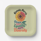 カマラハリス平和愛の平等の希望の多様性 ペーパープレート (正面)
