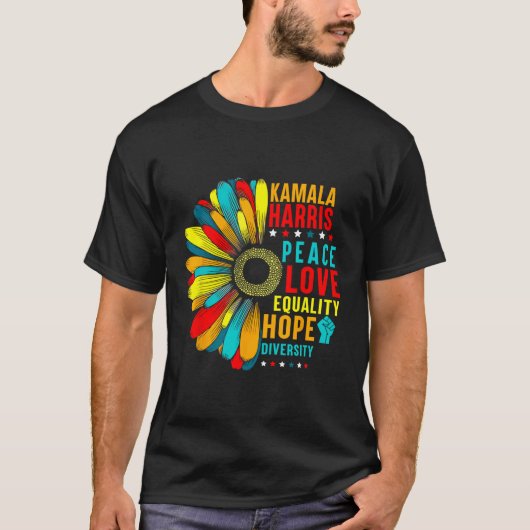 カマラハリス平和愛の平等の希望の多様性 Tシャツ (正面)