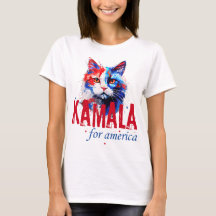 カマラハリス愛国猫Tシャツ