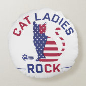 カマラハリス猫レディースロック！クッション ラウンドクッション (裏面)
