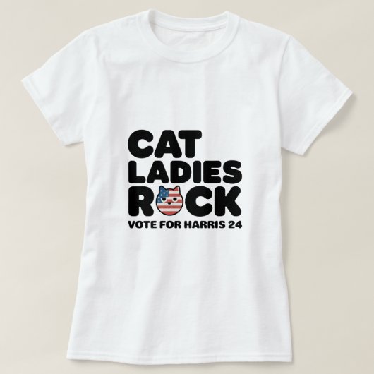 カマラハリス猫レディースロック！Tシャツ Tシャツ (デザイン正面)