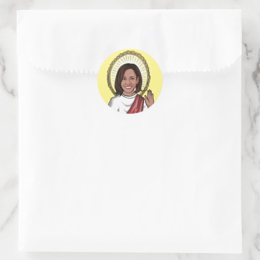 カマラハリス祈りの言葉アンドピースポートレート ラウンドシール (バッグ)