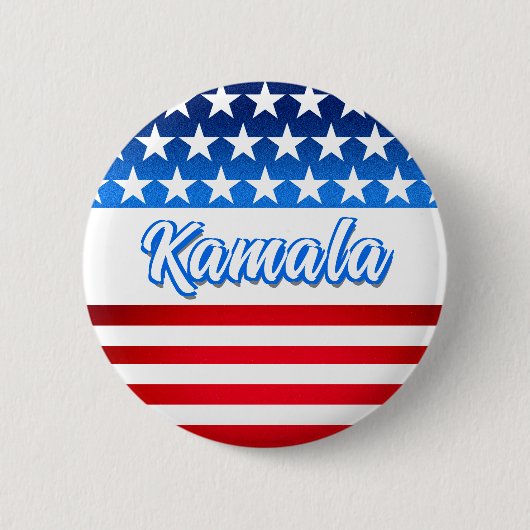 カマラハリス米国国旗の文字に投票パーソナライズされた 缶バッジ (正面)