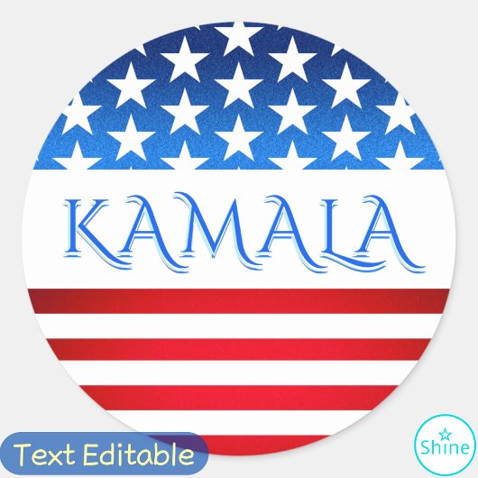 カマラハリス米国国旗の民主党員パーソナライズされた文字 ラウンドシール
