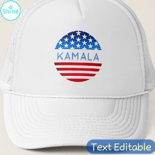 カマラハリス選挙米国国旗のモダン文字 キャップ