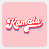 カマラハリス2024かわいい2024選挙ホットピンク スクエアシール (正面)