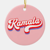 カマラハリス2024かわいい2024選挙ホットピンク セラミックオーナメント (正面)