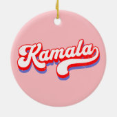 カマラハリス2024かわいい2024選挙ホットピンク セラミックオーナメント (裏面)