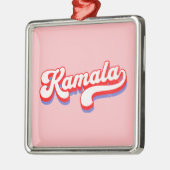 カマラハリス2024かわいい2024選挙ホットピンク メタルオーナメント (左)