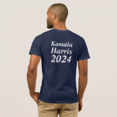 カマラハリス2024名前をカスタムすると年海軍ブルー Tシャツ (裏面フル)