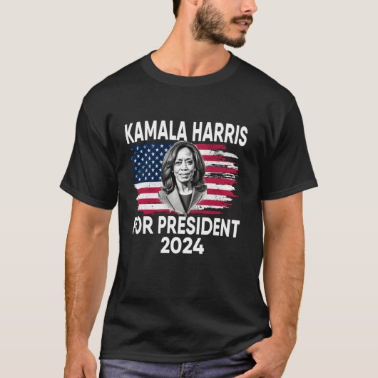 カマラハリス2024年アメリカ国旗Dem大統領 Tシャツ (正面)