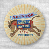 カマラハリス2024年民主党議員ドンキー大統領 缶バッジ