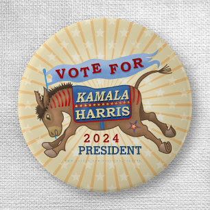 カマラハリス2024年民主党議員ドンキー大統領 缶バッジ