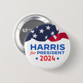 カマラハリス2024年米国国旗 缶バッジ (正面&裏面)