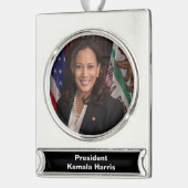 カマラハリス2024年米国大統領候補 シルバープレートバナーオーナメント (左)