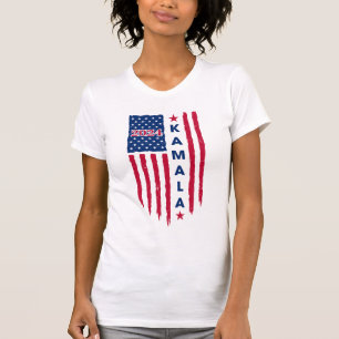 カマラハリス2024愛国的アメリカ国旗 Tシャツ