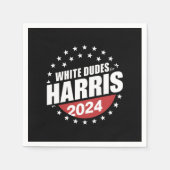 カマラハリス2024選挙のためのホワイトダデス スタンダードカクテルナプキン (正面)