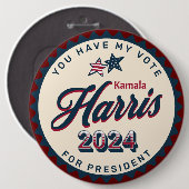 カマラハリス2024 |私の投票サイズはジャンボサイズ 缶バッジ (正面&裏面)