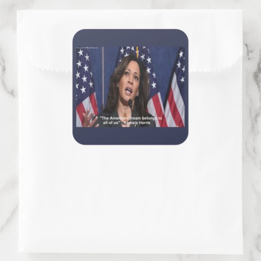 カマラハリス&アメリカンドリーム引用文ステッカー スクエアシール (バッグ)