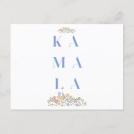 カマラハリス。花.白と青 シーズンポストカード