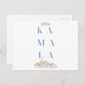 カマラハリス。花.白と青 シーズンポストカード (正面/裏面)