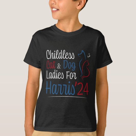 カマラハールの子どものいない猫犬レディースシャツ Tシャツ (正面)
