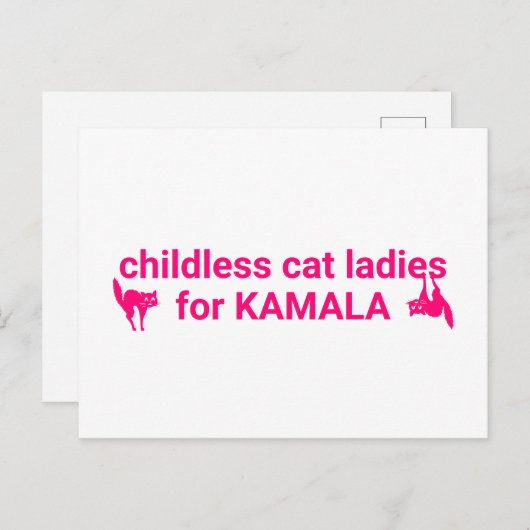 カマラピンク猫用の子おもしろいどものいない猫レディ ポストカード (正面/裏面)
