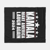 カマラメイクアメリカ再びアメリカ国旗2024 フリースブランケット (正面(横))