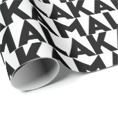カマラモダンタイポグラフィ模様（白黒） ラッピングペーパー (ロールコーナー)