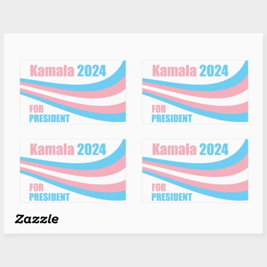 カマラ大統領2024トランスジェンダー国旗 長方形シール (シート)
