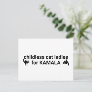 カマラ支持の子供がいない猫好き女性 - 面白いモノクロ ポストカード