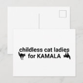 カマラ支持の子供がいない猫好き女性 - 面白いモノクロ ポストカード (正面/裏面)