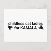 カマラ支持の子供がいない猫好き女性 - 面白いモノクロ ポストカード (正面)
