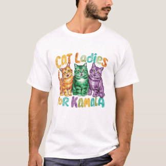 カマラ支持の猫好き独身女性 Tシャツ